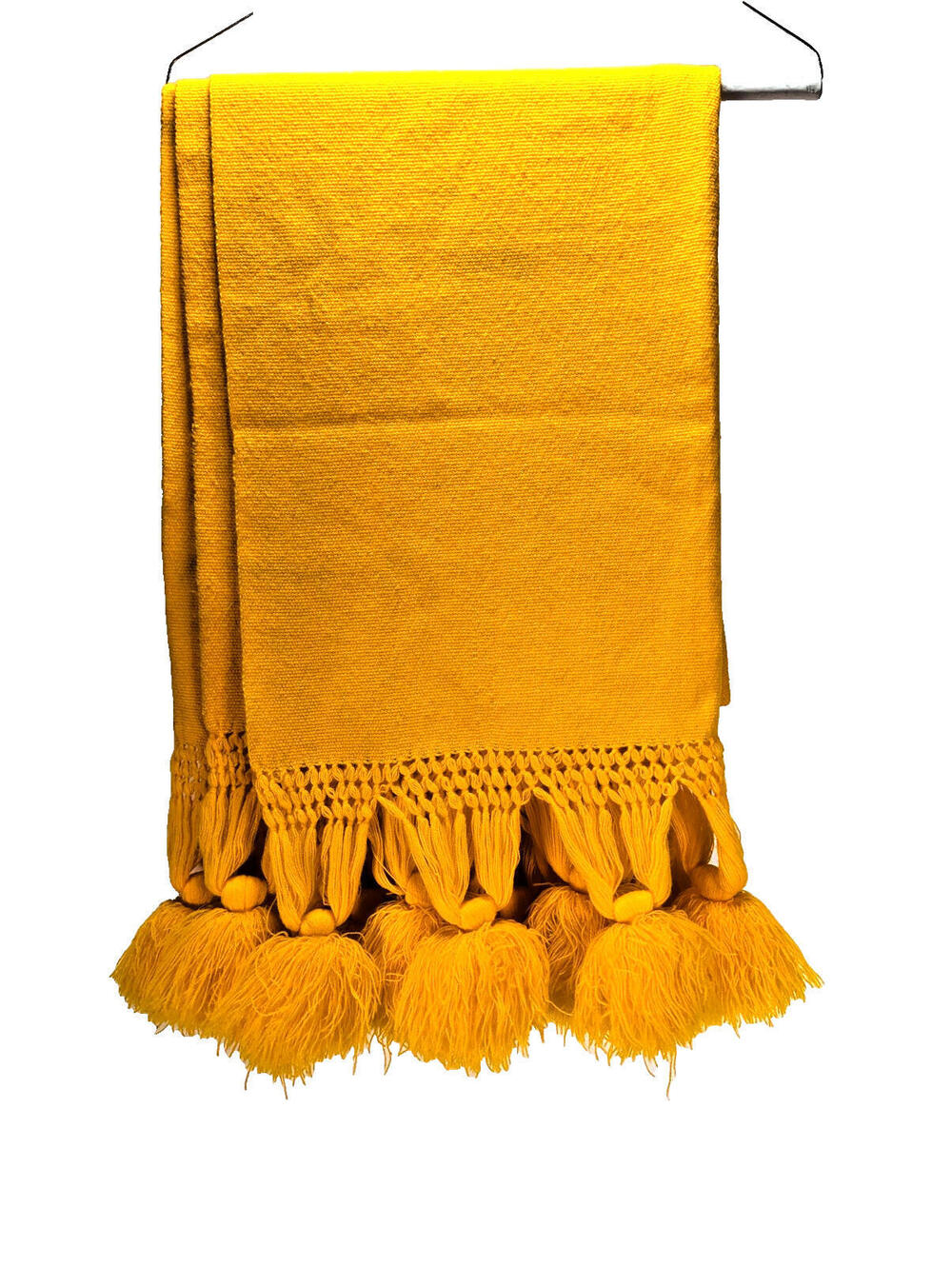 Yellow Pashmina Wrap With Tassles Shawl for Women Wool Cotton Blend 80" x 24"